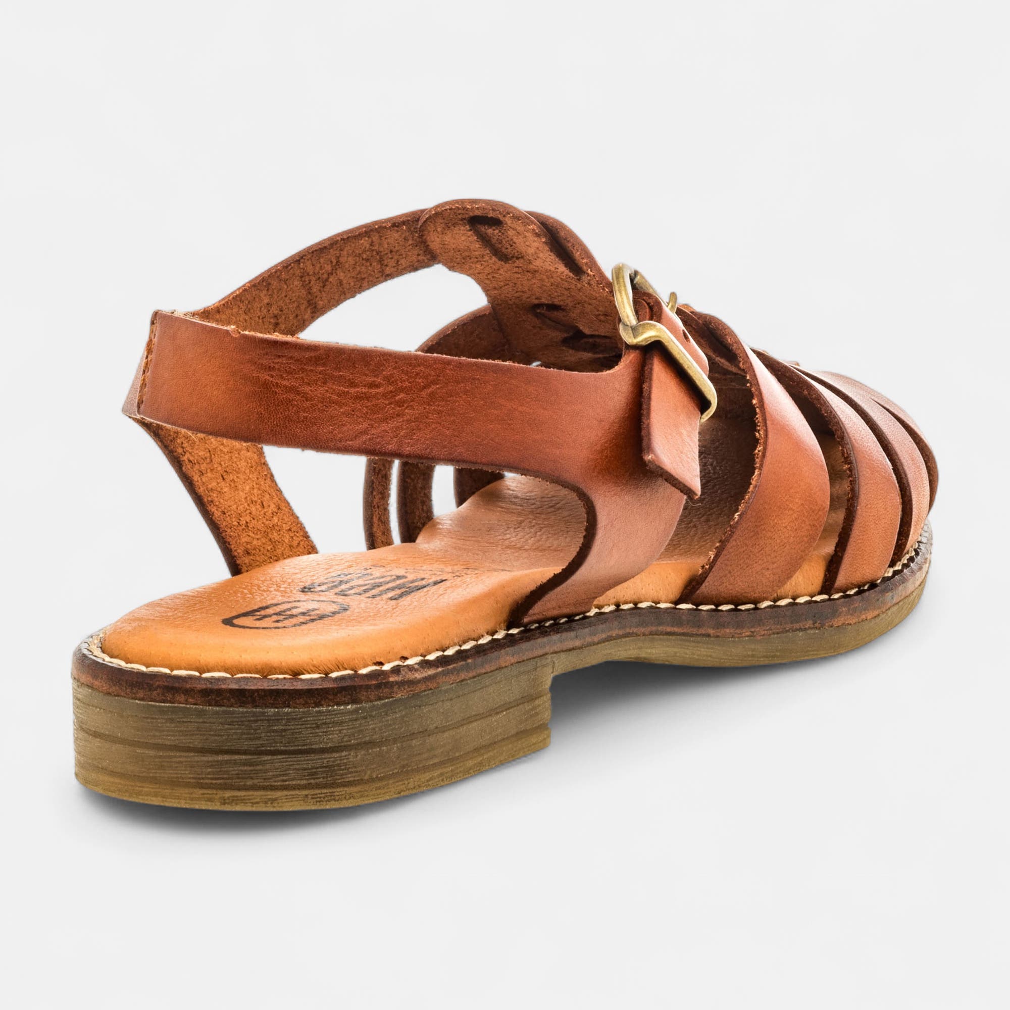 Nu-pieds Femme en cuir cognac