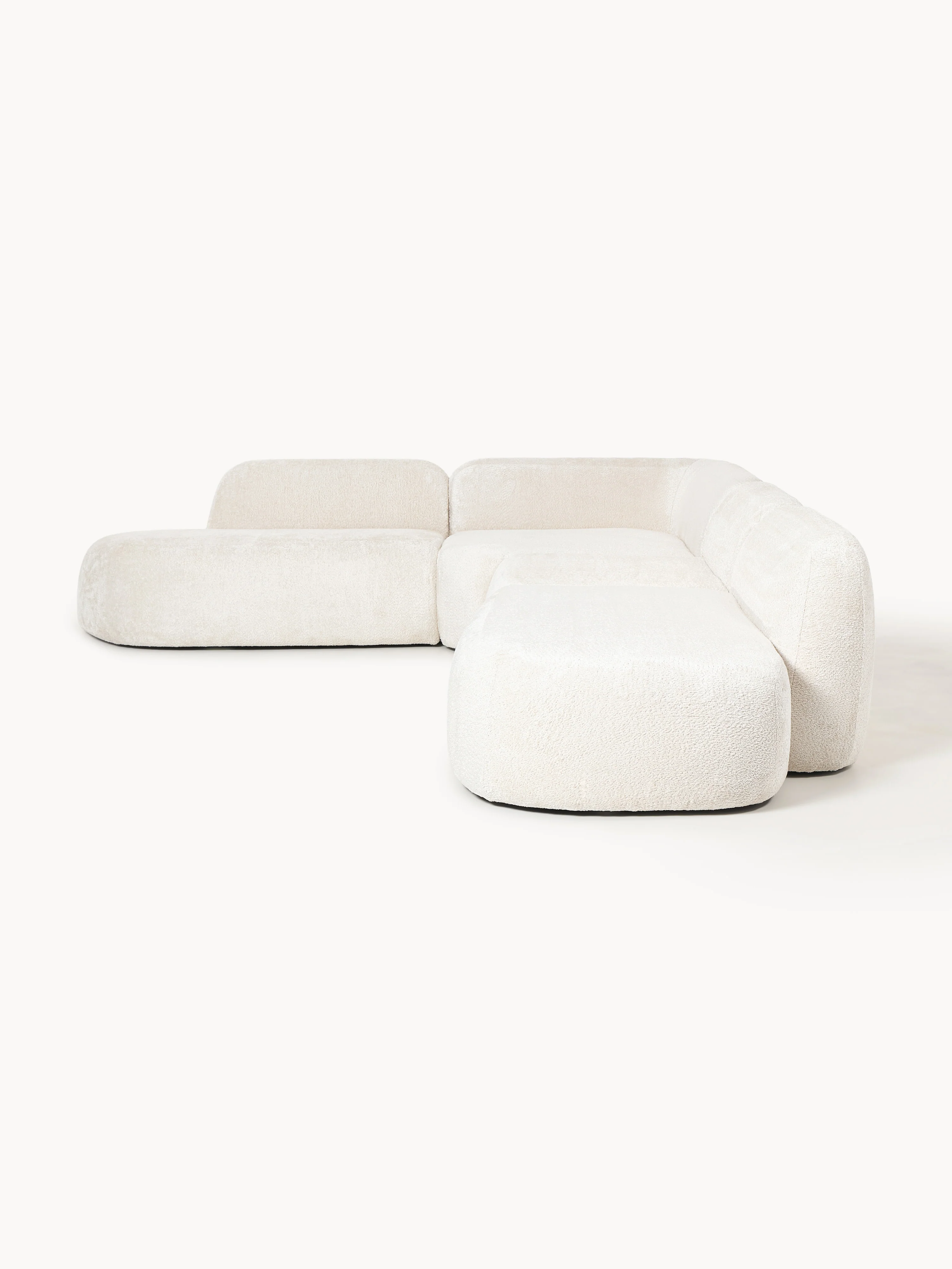 XL modulaire teddy bouclé hoekbank Wolke (4-zits) met chaise longue