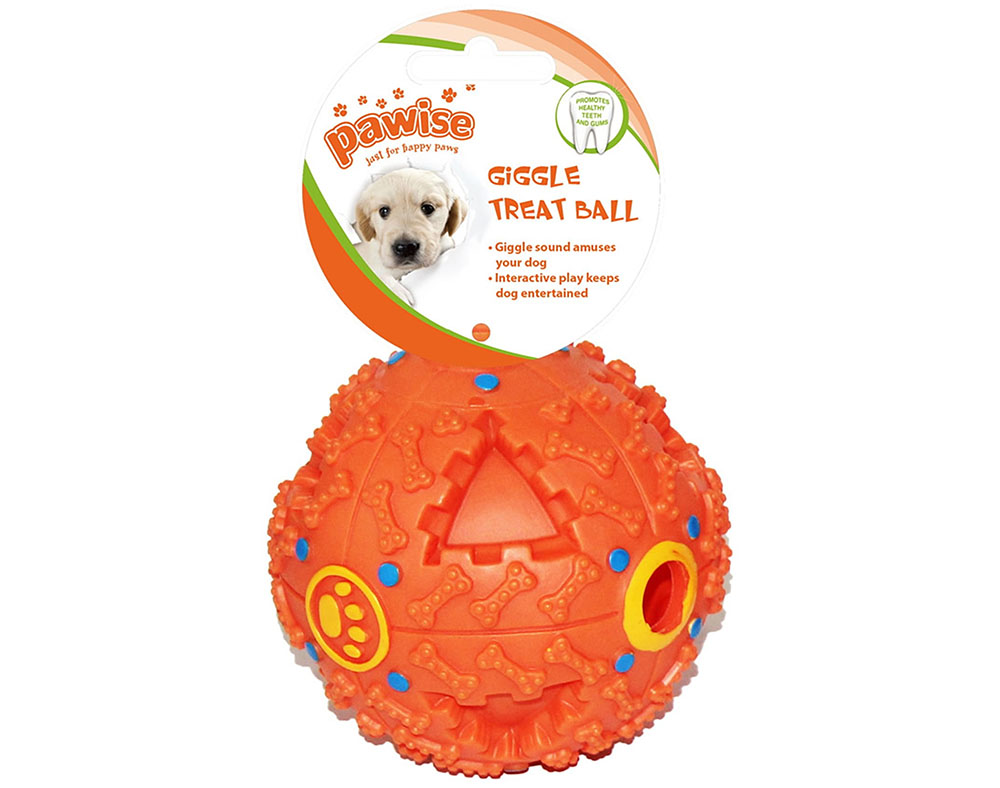 BRINQUEDO PARA CÃO PAWISE BOLA GIGGLE PARA GULOSEIMAS 7CM