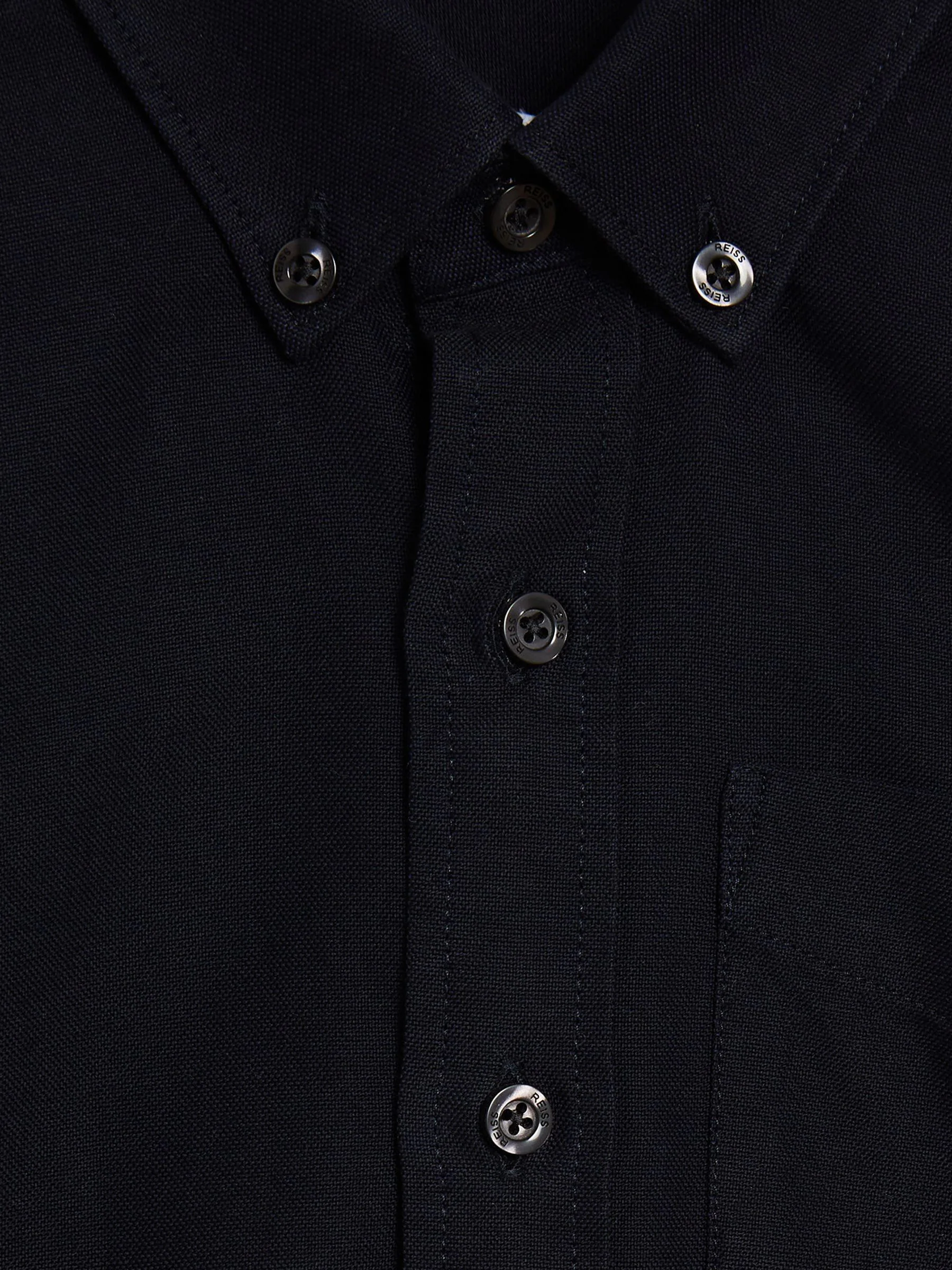 Marineblauw - Reiss Greenwich Oxford overhemd met knopen
