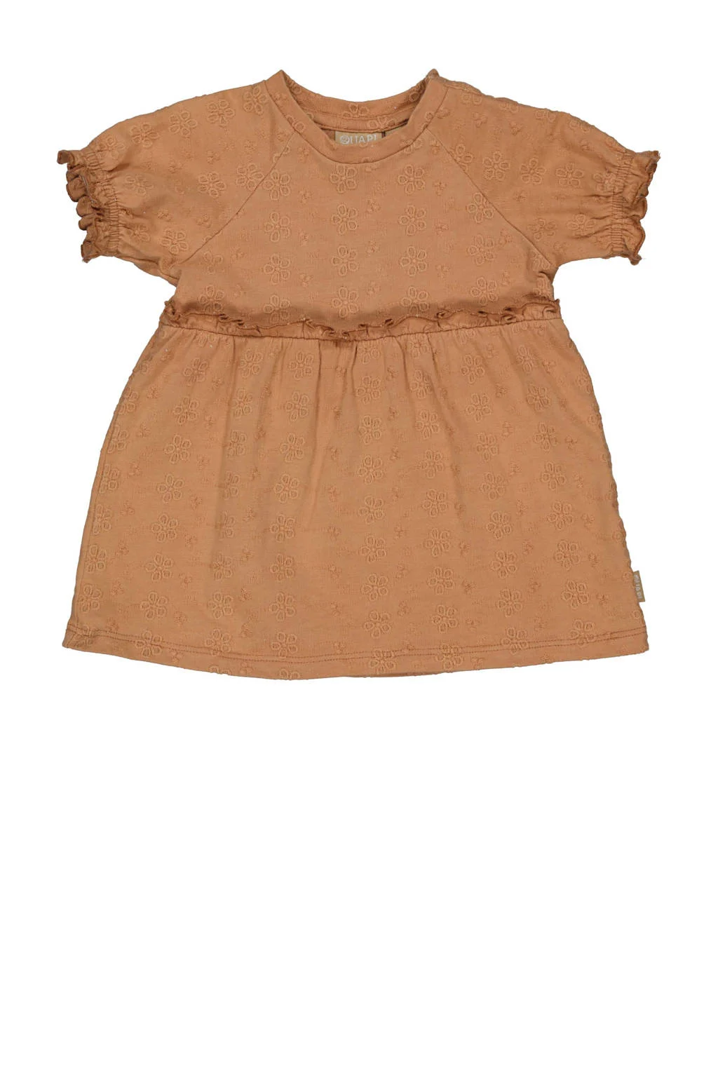 Quapi korte jurk broderie bruin