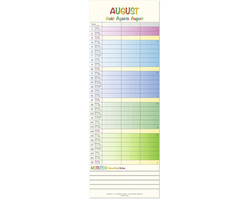 Stripplanner voor 2 regenbogen, 3 kolommen, 2025, 15x42 cm