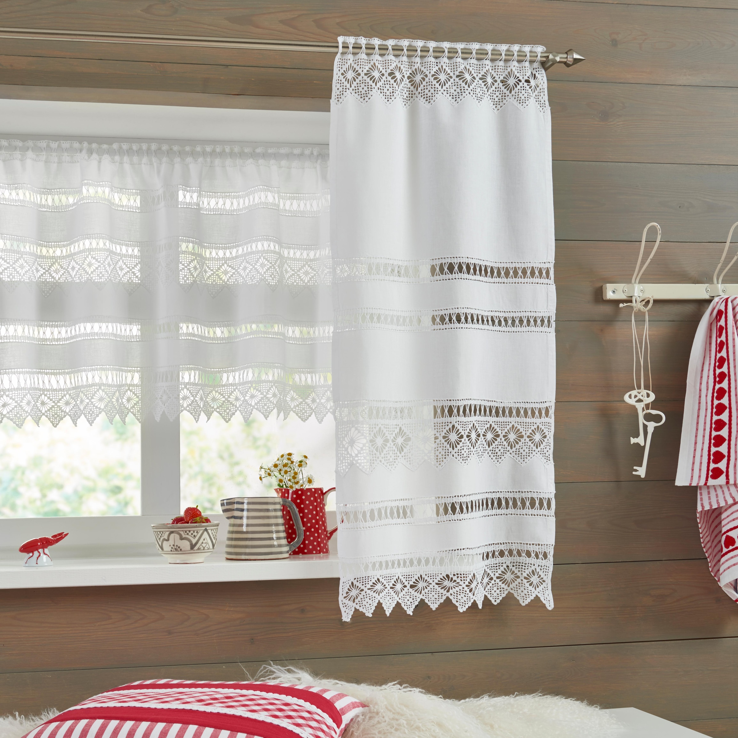 HOSSNER - ART OF HOME DECO Scheibengardine »Spitzingsee« Stangendurchzug 1 Stk. tlg.