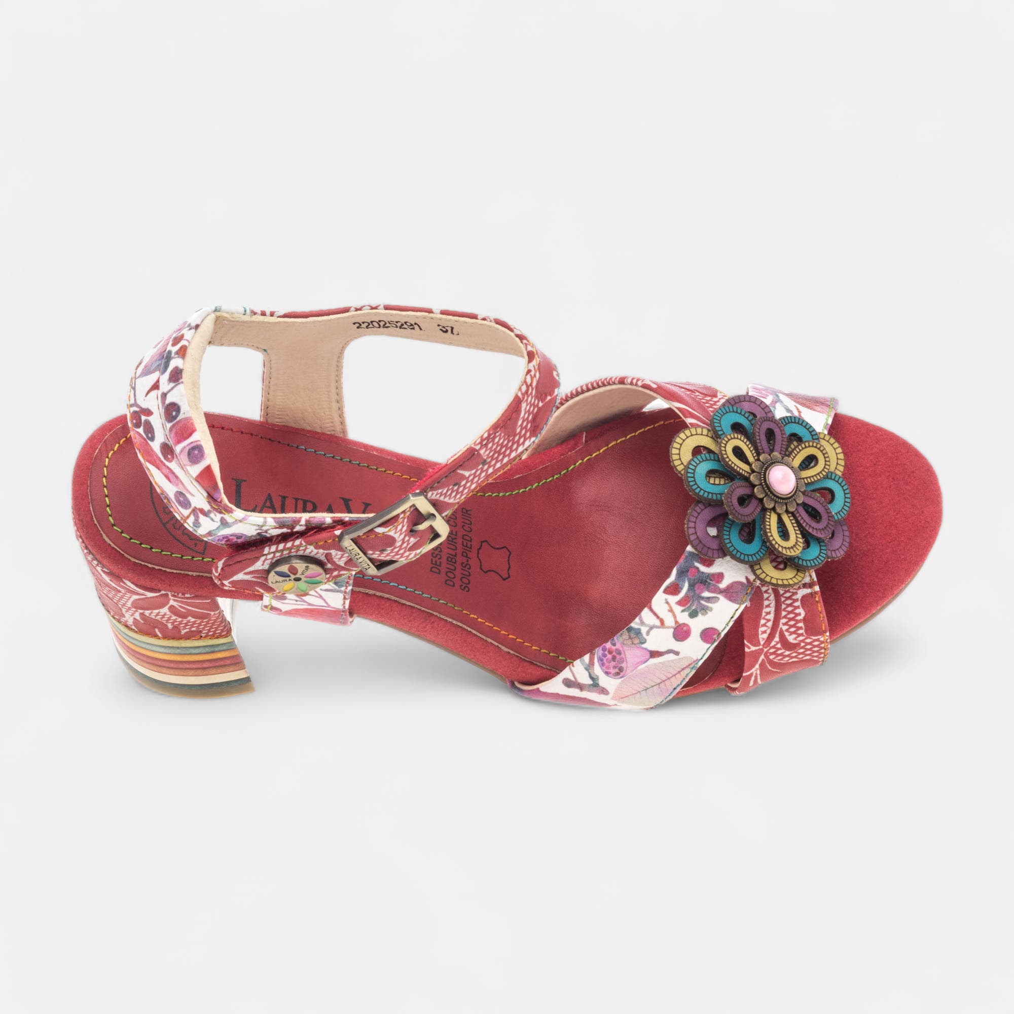 Nu-pieds à talon Femme en cuir rouge