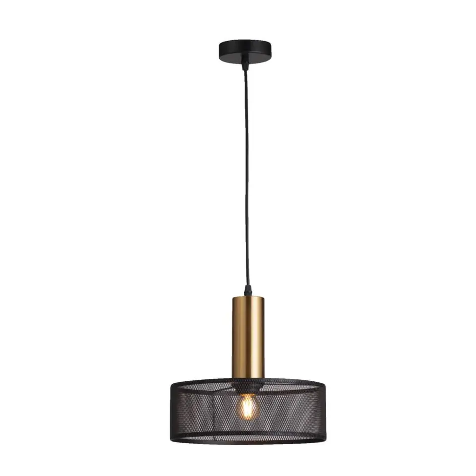 Hanglamp Nerja E27 - zwart/goudkleur - 120xØ28 cm