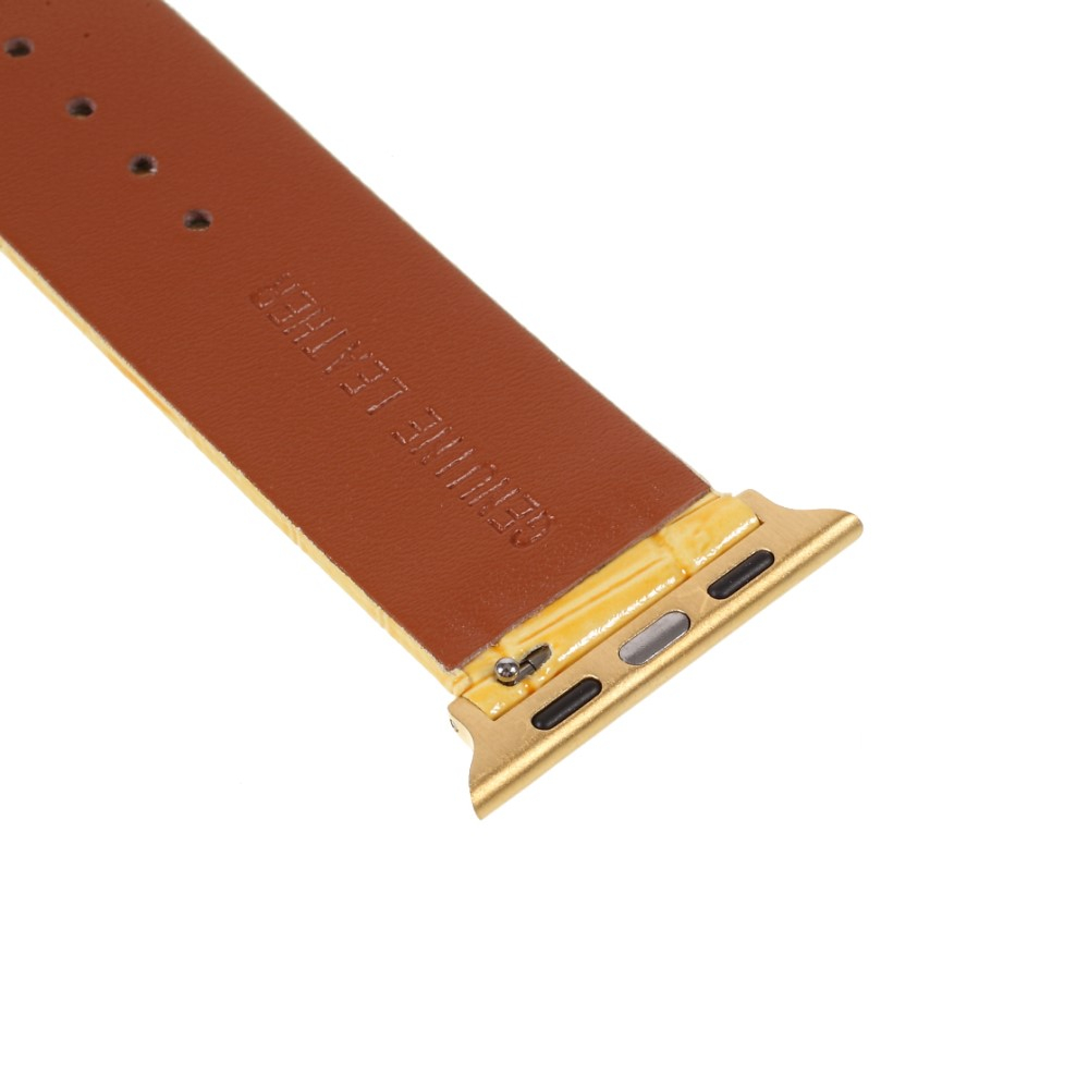 Apple Watch (49/46/45/44 mm) Ersatz Echtleder Armband im Kroko Look (Gelenkumfang: 180-230mm) - Gelb