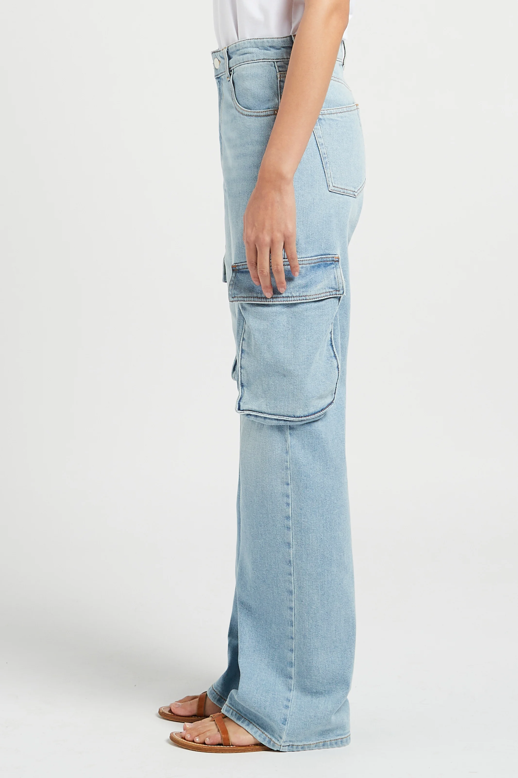 BATTLE - Jean cargo en coton stretch | Bleu