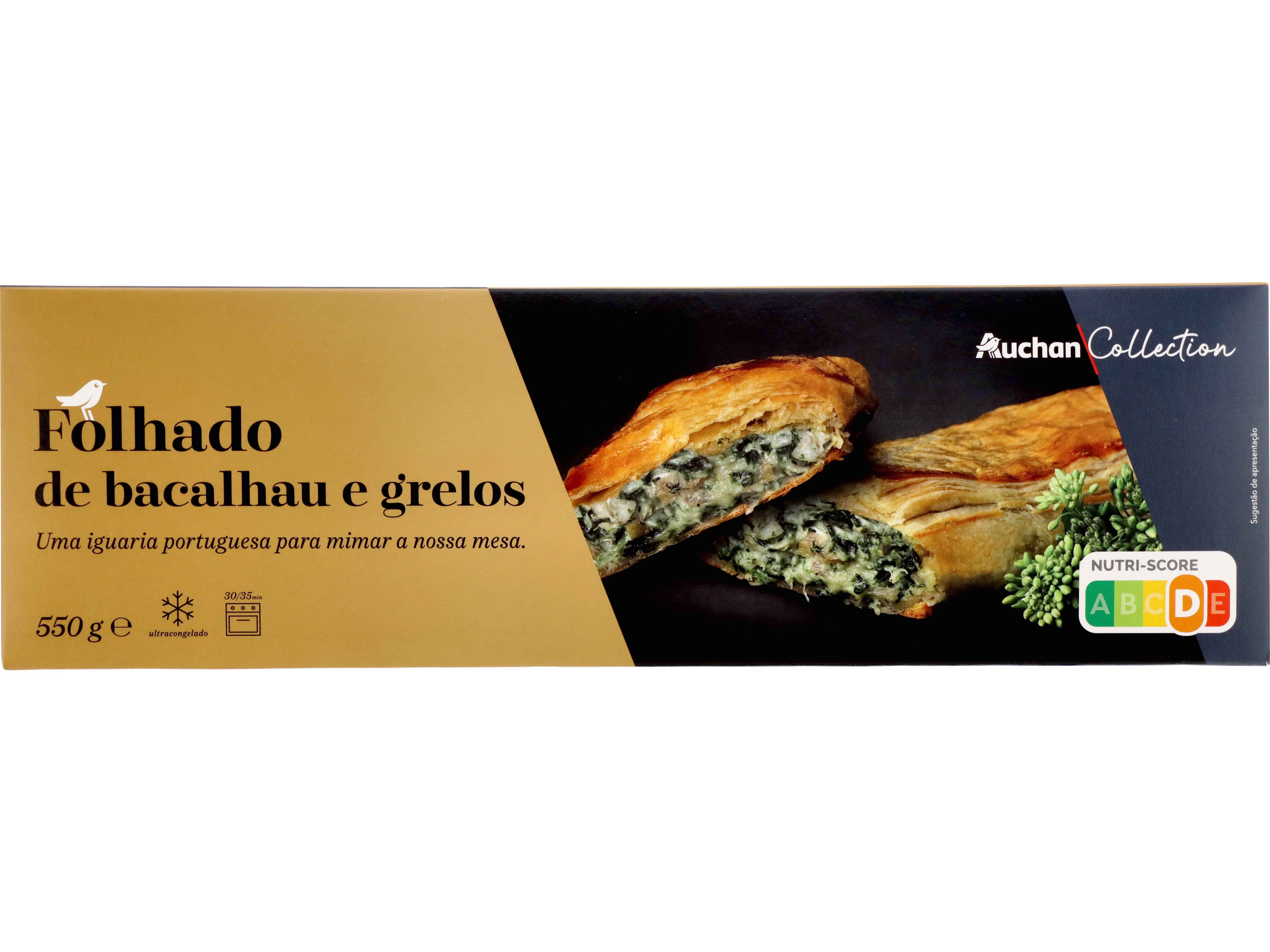FOLHADO AUCHAN COLLECTION BACALHAU E GRELOS 550G