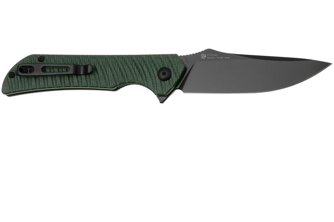 Ruike P123-MG PVD 14C28N, Green Micarta, zakmes