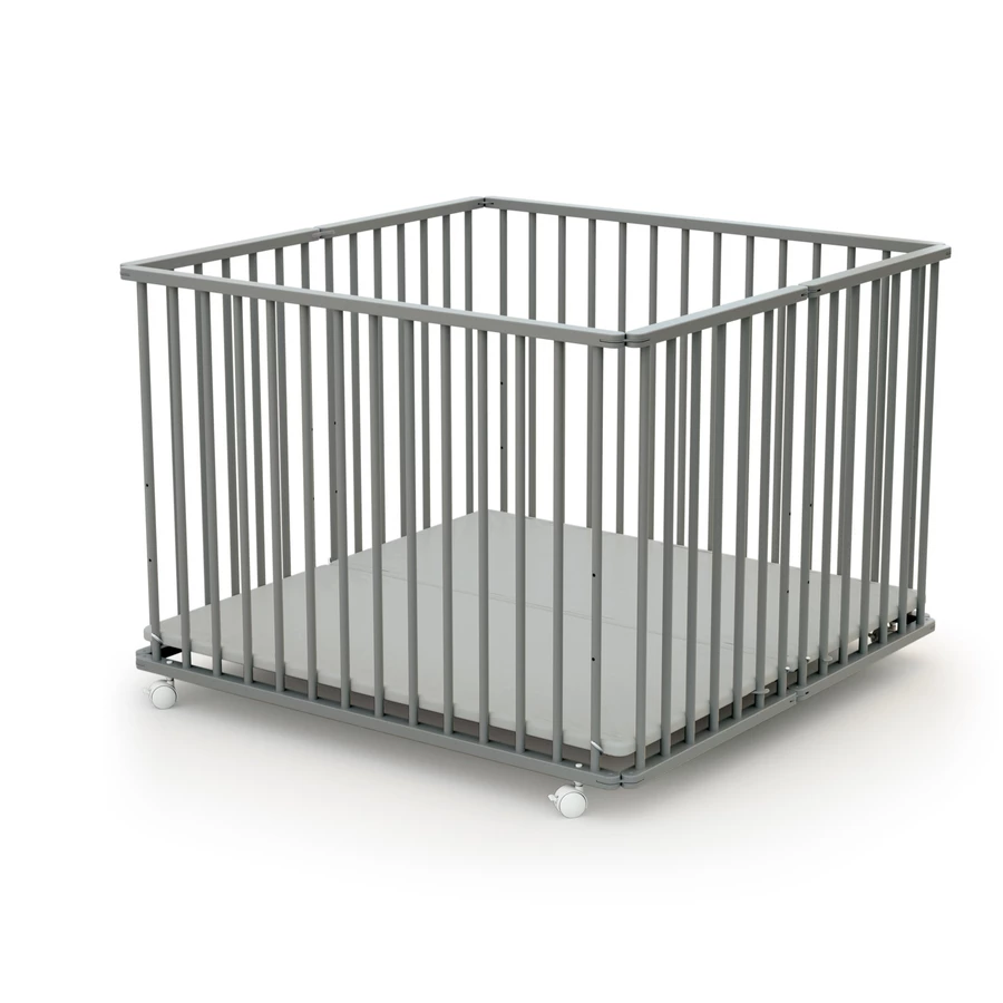WEBABY Laufgitter faltbar Buche grau 100 x 100 cm