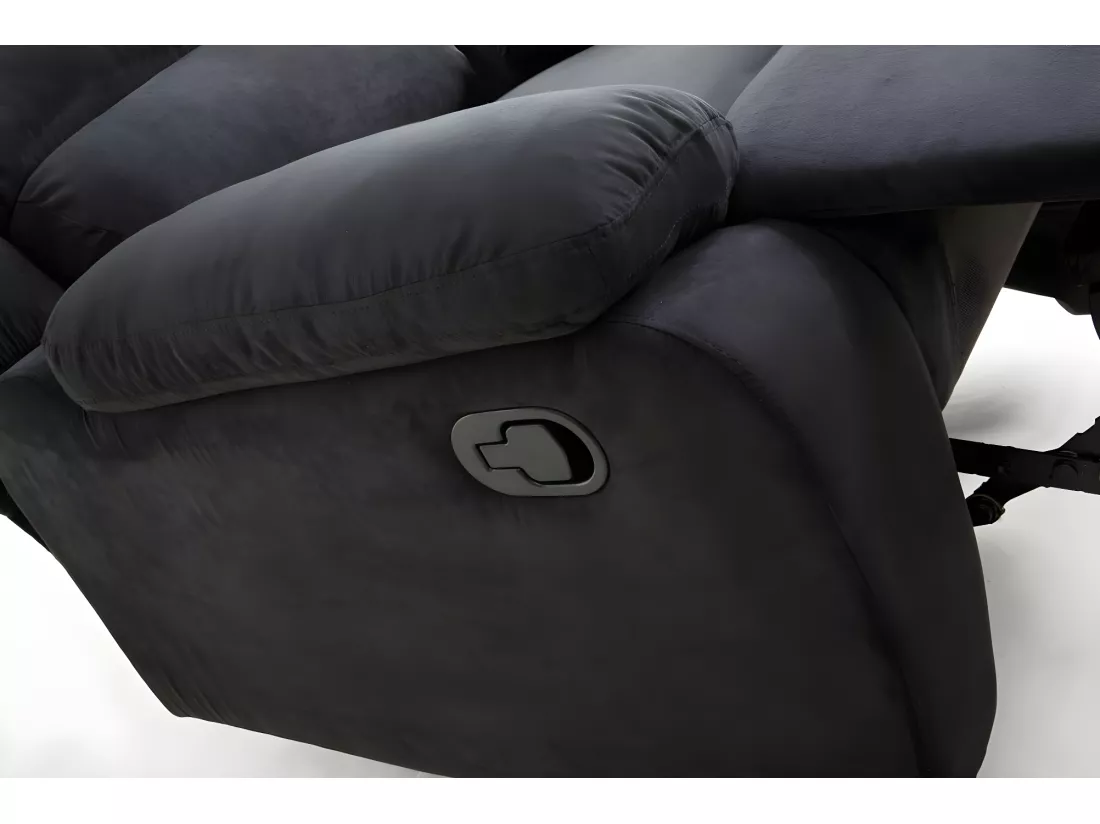 Ensemble canapé relax manuel Léo 2 places + fauteuil manuel en microfibre - Noir - Loungitude