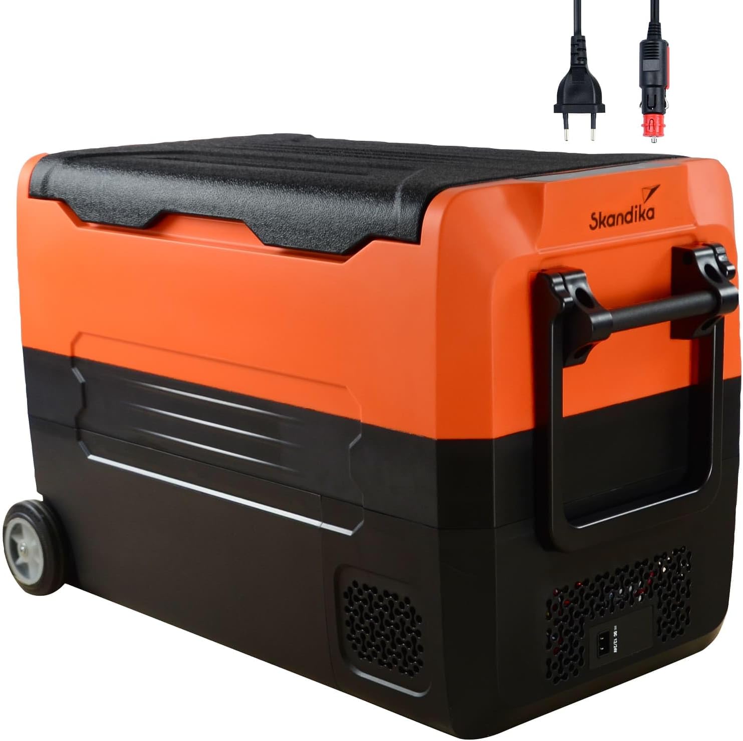 Skandika Auto-Gefrierbox 35 bis 55 L +10 ° bis -20 °C | Kompressor Kühlbox mit Trennwand, leise, Eco-Mode, mit 12 V Stecker oder Netzteil für Steckdose | Camping Kühlschrank für Auto, LKW, Bus, Camper