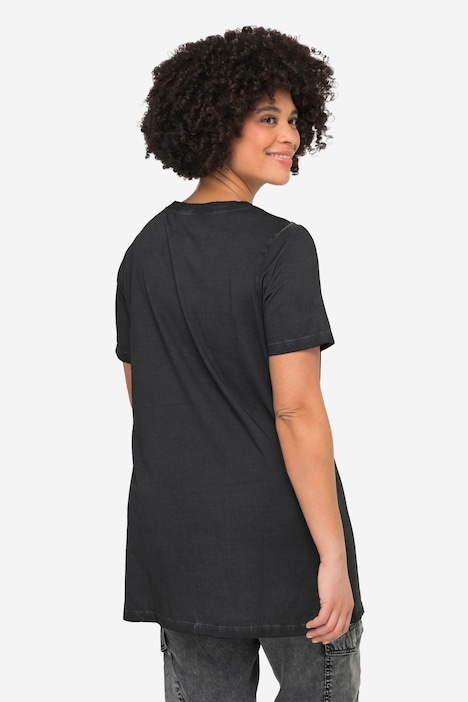 Longshirt, Palmen-Motiv. Rundhalsausschnitt, Halbarm