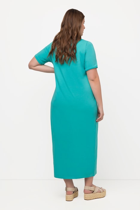 Midikleid, Raffung, Rundhals, Halbarm