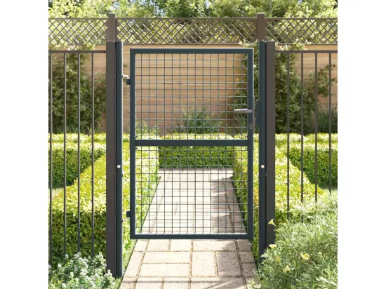 Portail en maille de jardin Acier galvanisé 100 x 175 cm Gris