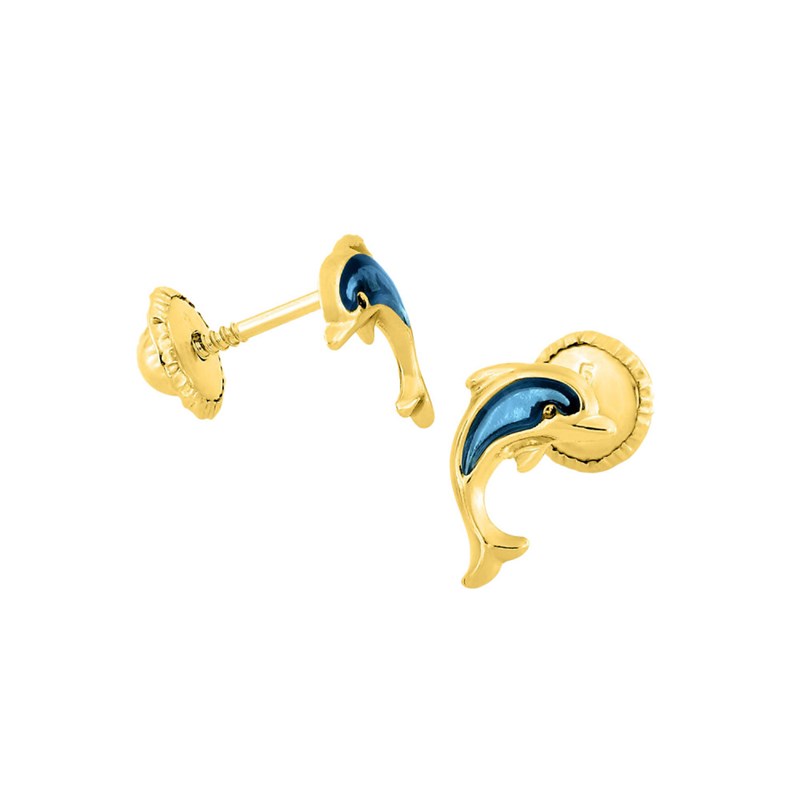 Boucles d'oreilles enfant - Or 9 Carats - Dauphin