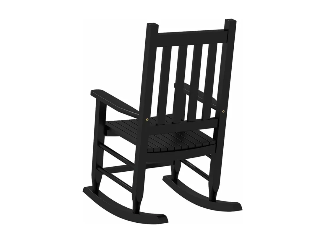 Chaise à bascule enfants noir bois de peuplier massif