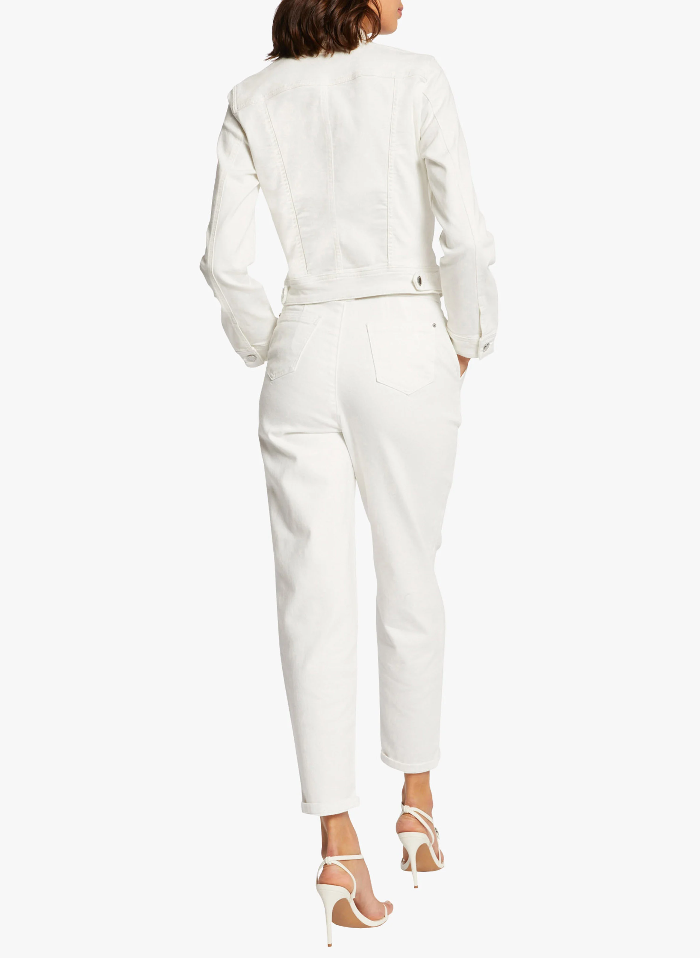 VPOM1 - Veste droite boutonnée en jean | Blanc
