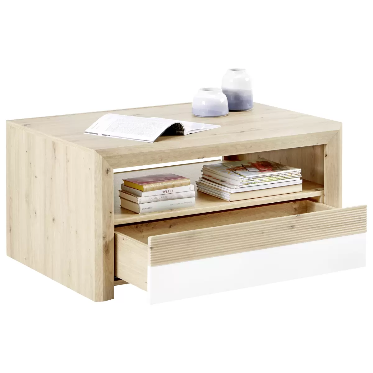 Salontisch Kashmir weiss,Eiche
