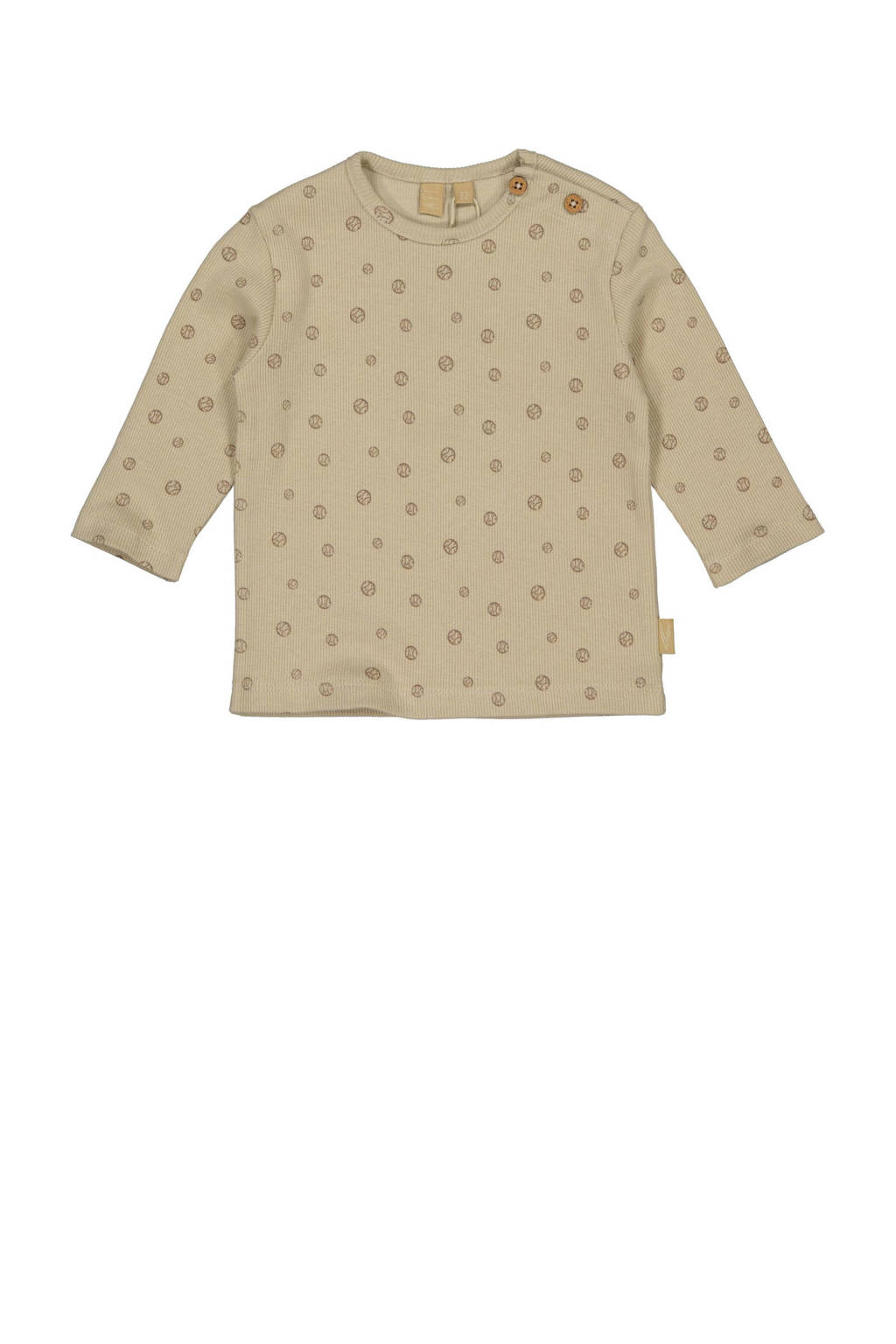 LEVV baby ribgebreide longsleeve JACK met all over print beige/taupe