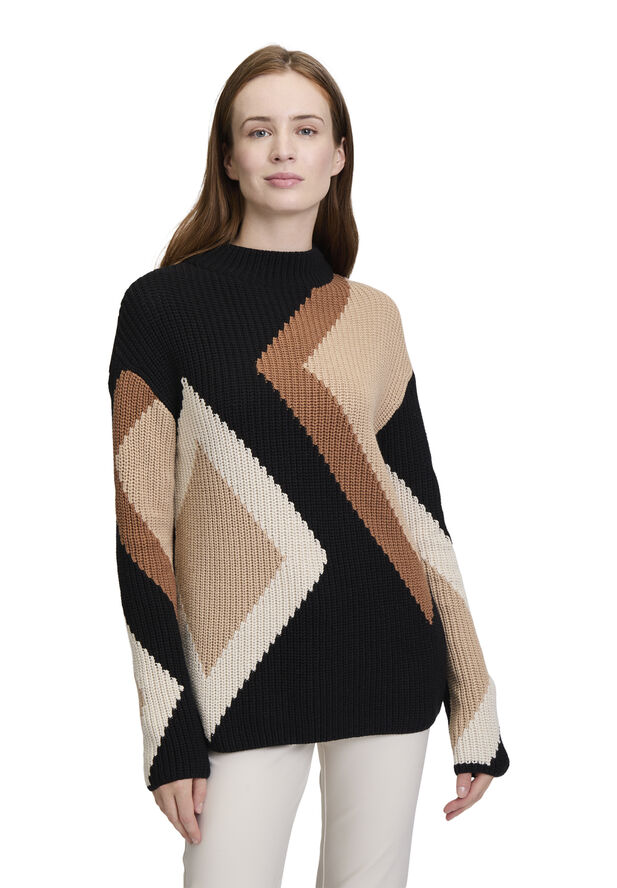 Betty Barclay Strickpullover Ku Patch black/brown