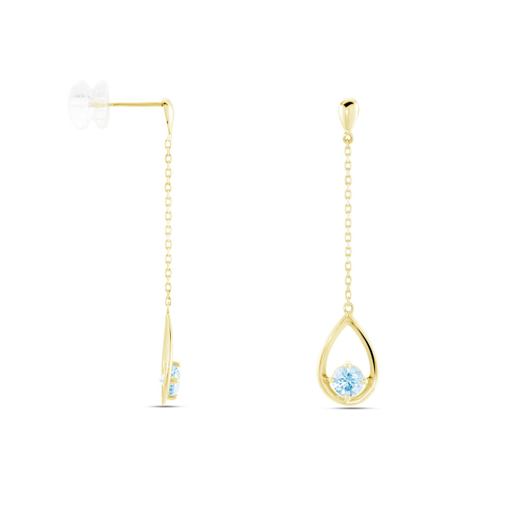 Boucles D'oreilles Pendantes Or Jaune Ossian Topaze