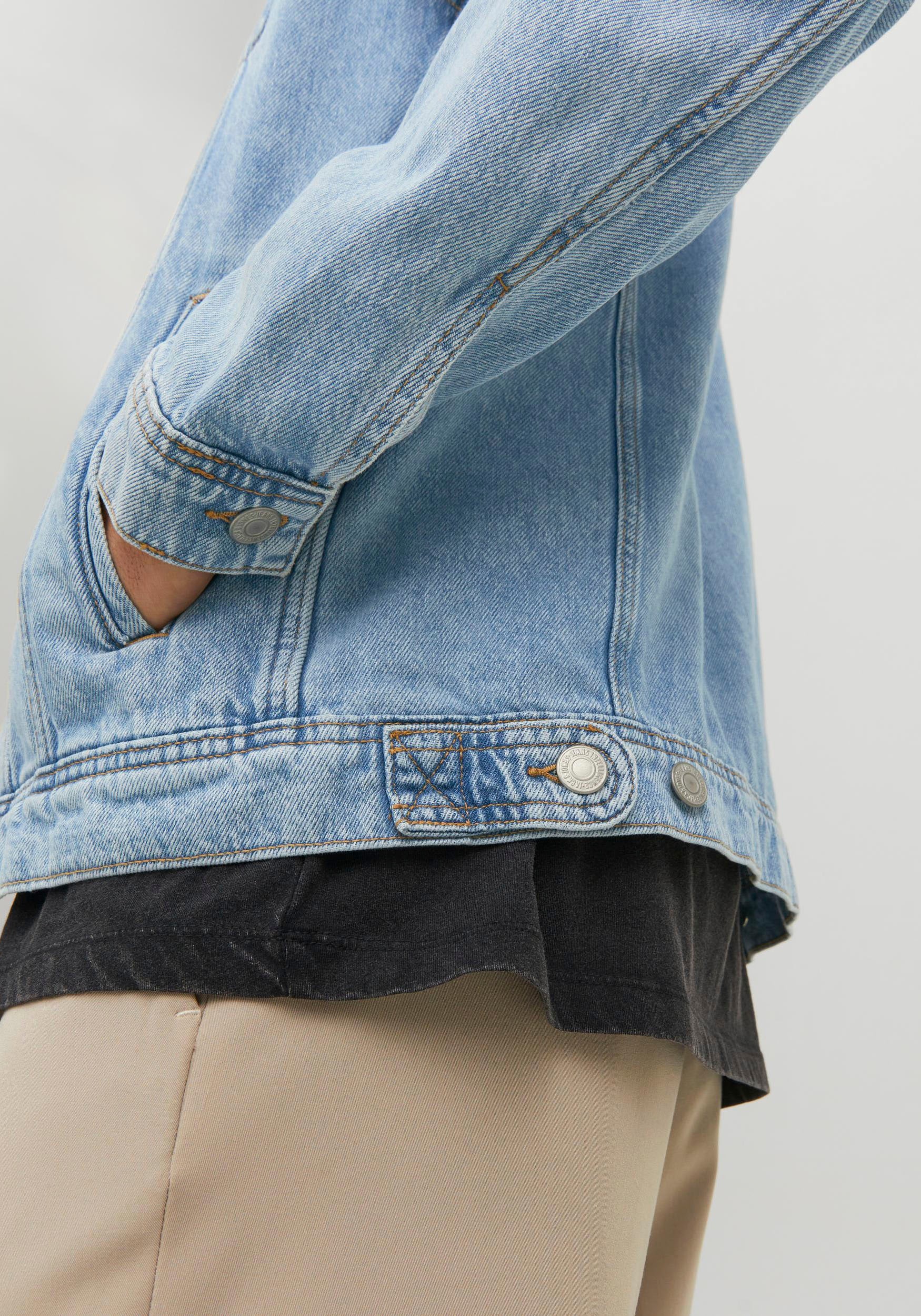 Jack & Jones Jeansjacke »JJIJEAN  Denimjacke, ideal für Frühling, mit Knopfleiste und Taschen« Abriebeffekte, modisch, regular fit, Baumwolle