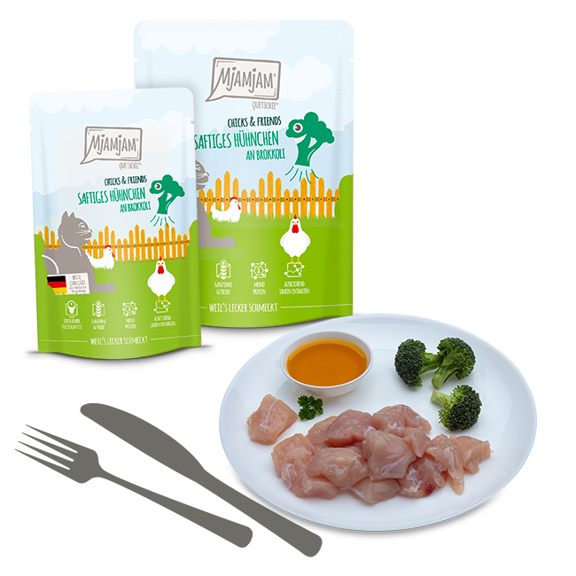 Quetschie - Chicks & Friends saftiges Hühnchen an Brokkoli
