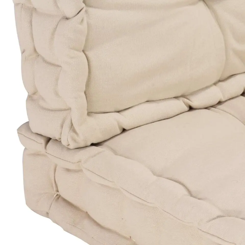 vidaXL - Palletkussen - Beige - Katoen - 120 x 40 x 7 cm & 120 x 80 x 10 cm