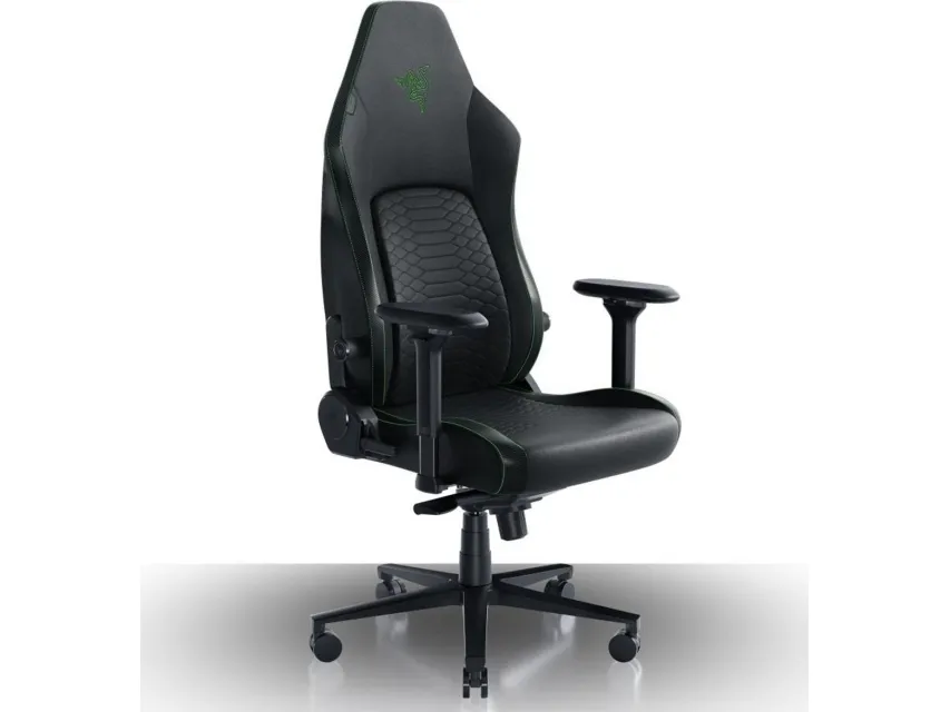 Razer Iskur V2 - Spillestol - ergonomisk - armstøtter - T-formet - vippe - drejeled - syntetisk læder - sort, grøn