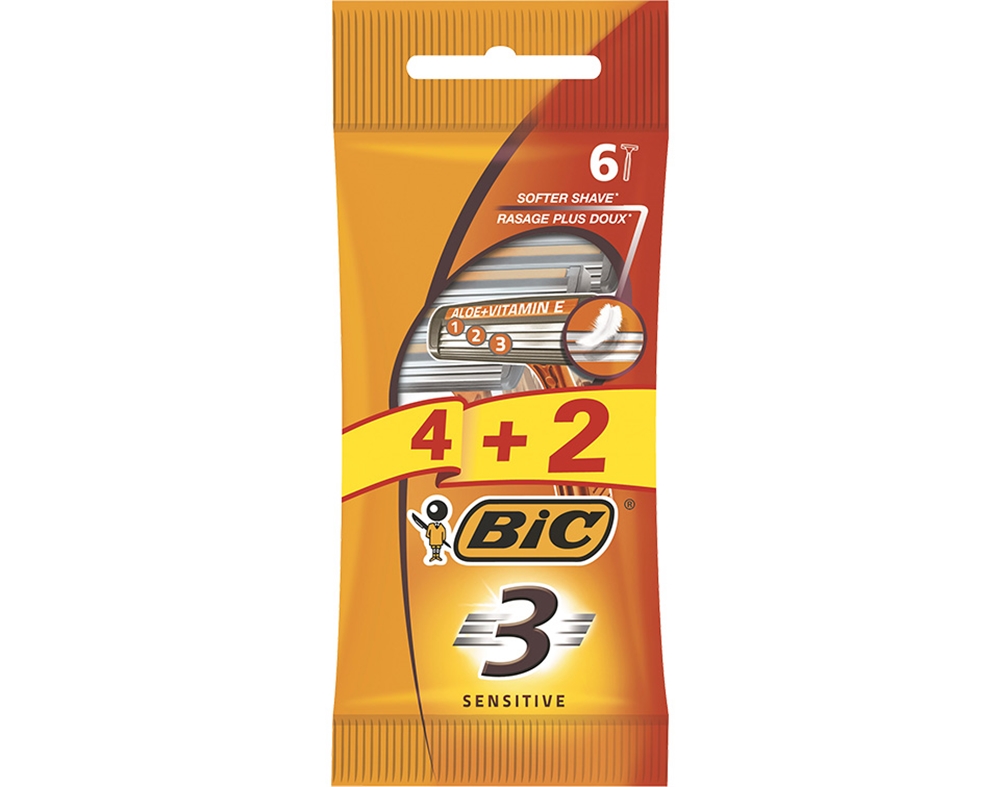 MÁQUINA BIC DESCARTÁVEL 3 SENSITIVE 4 2UN GRÁTIS