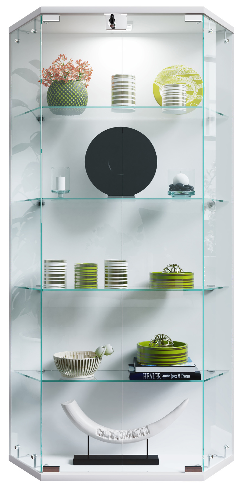 Wandvitrine BENILA L - weiß - abschließbar