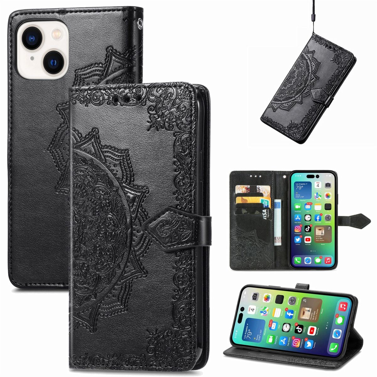 Hülle Handy Schutz für Apple iPhone 15 Plus Case Cover Klapp Tasche Wallet Etuis