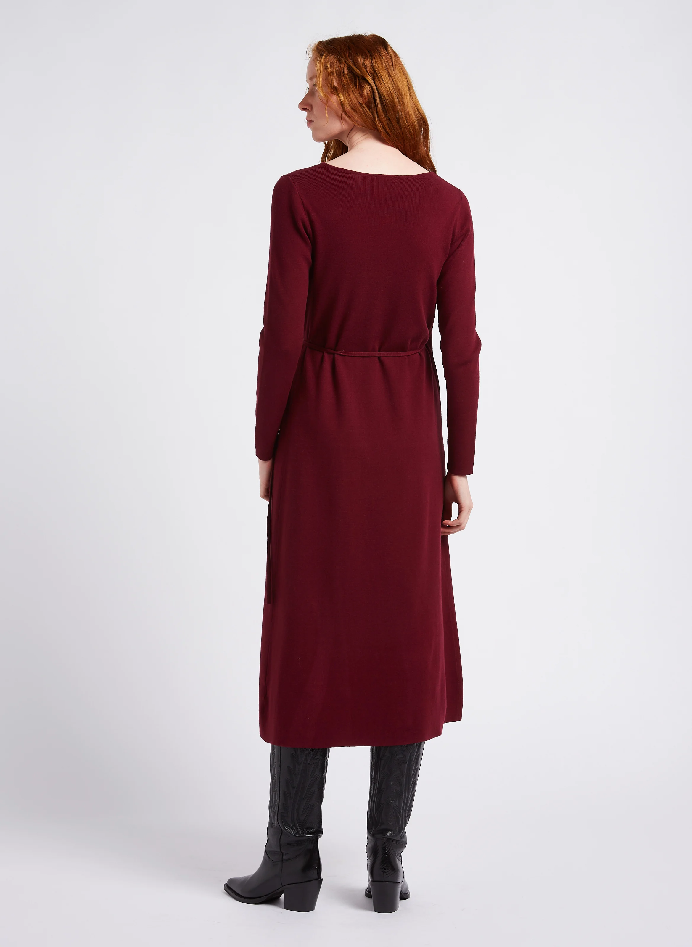 ROBBIE - Robe midi en maille| Rouge