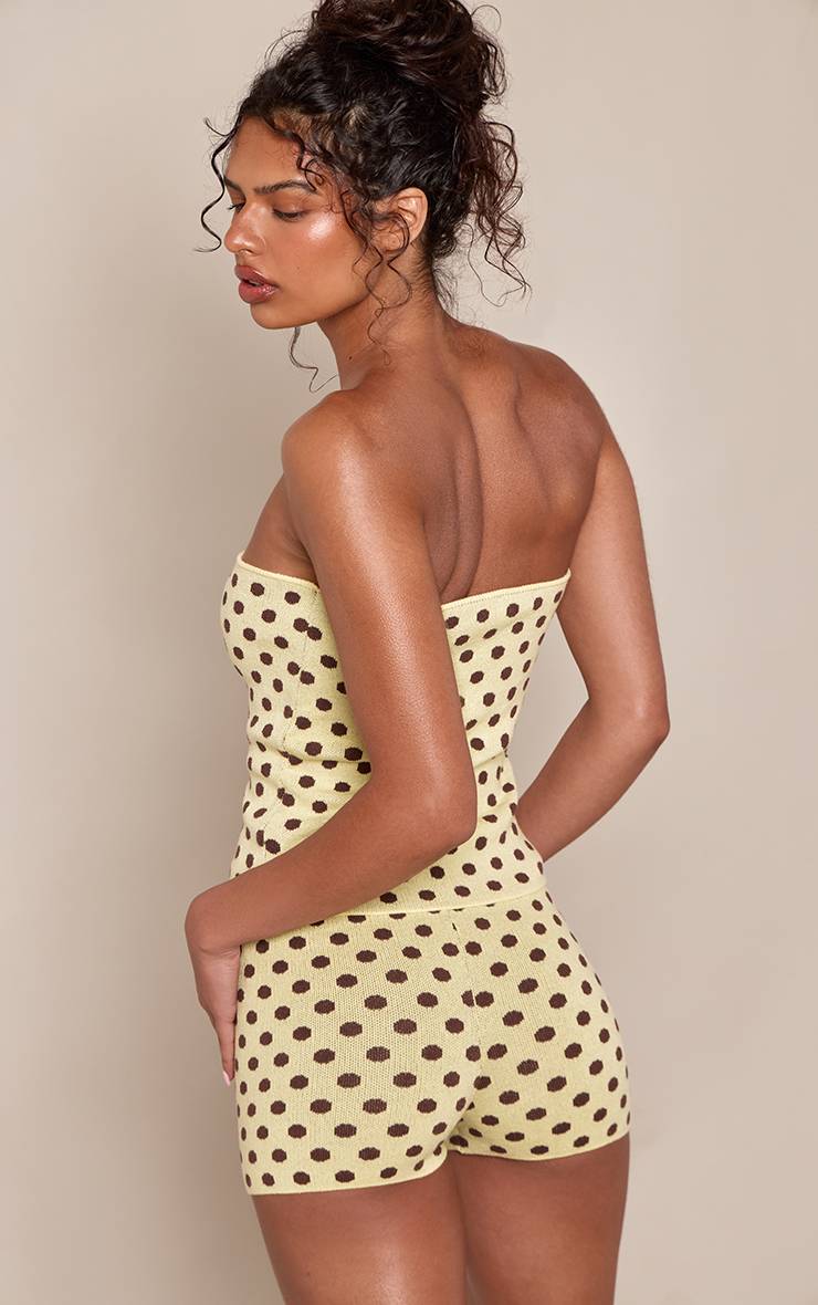 Jaune Haut Bandeau En Maille À Pois