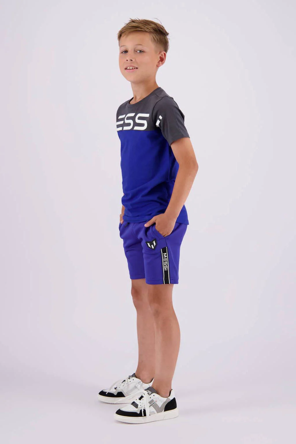 Vingino T-shirt Jint met logo hardblauw/donkergrijs
