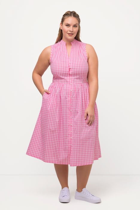 Trachtenkleid, Karo, V-Ausschnitt, Taschen, ärmellos