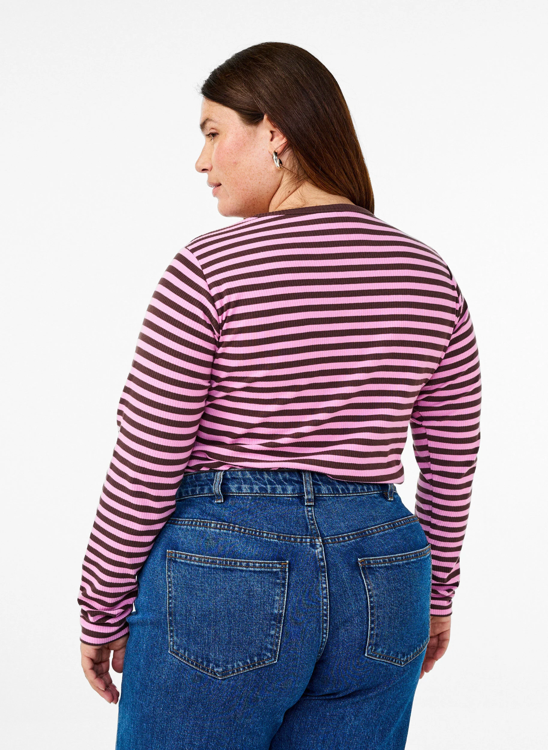 Stribet bluse med lange ærmer