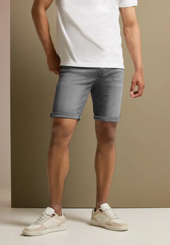 Regular Fit Jeans Bermuda - grey denim random wash