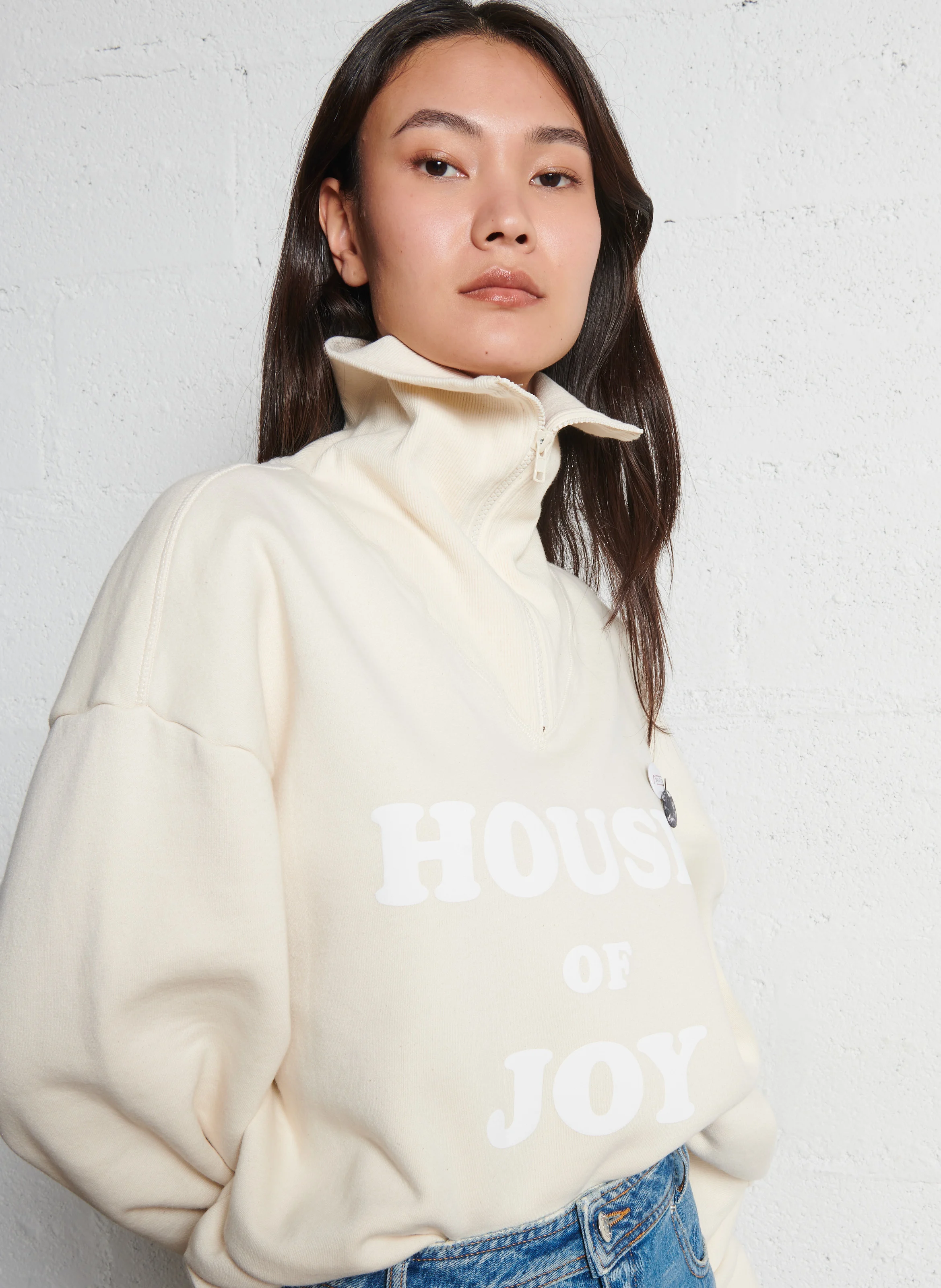 DRIVER HOUSE - Pull ample à pins en coton| Beige