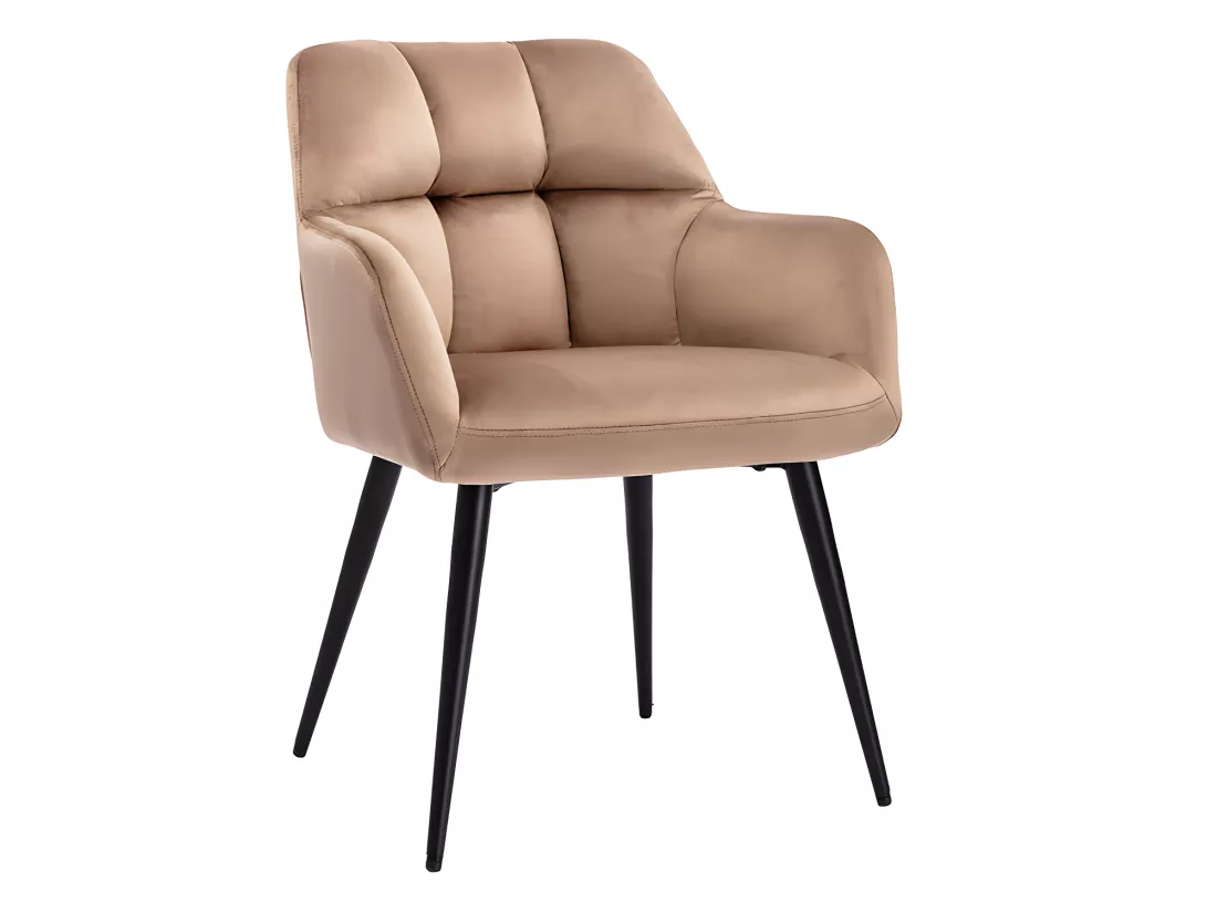 Lot de 6 chaises avec accoudoirs - Velours et métal - Beige - PEGA de PASCAL MORABITO