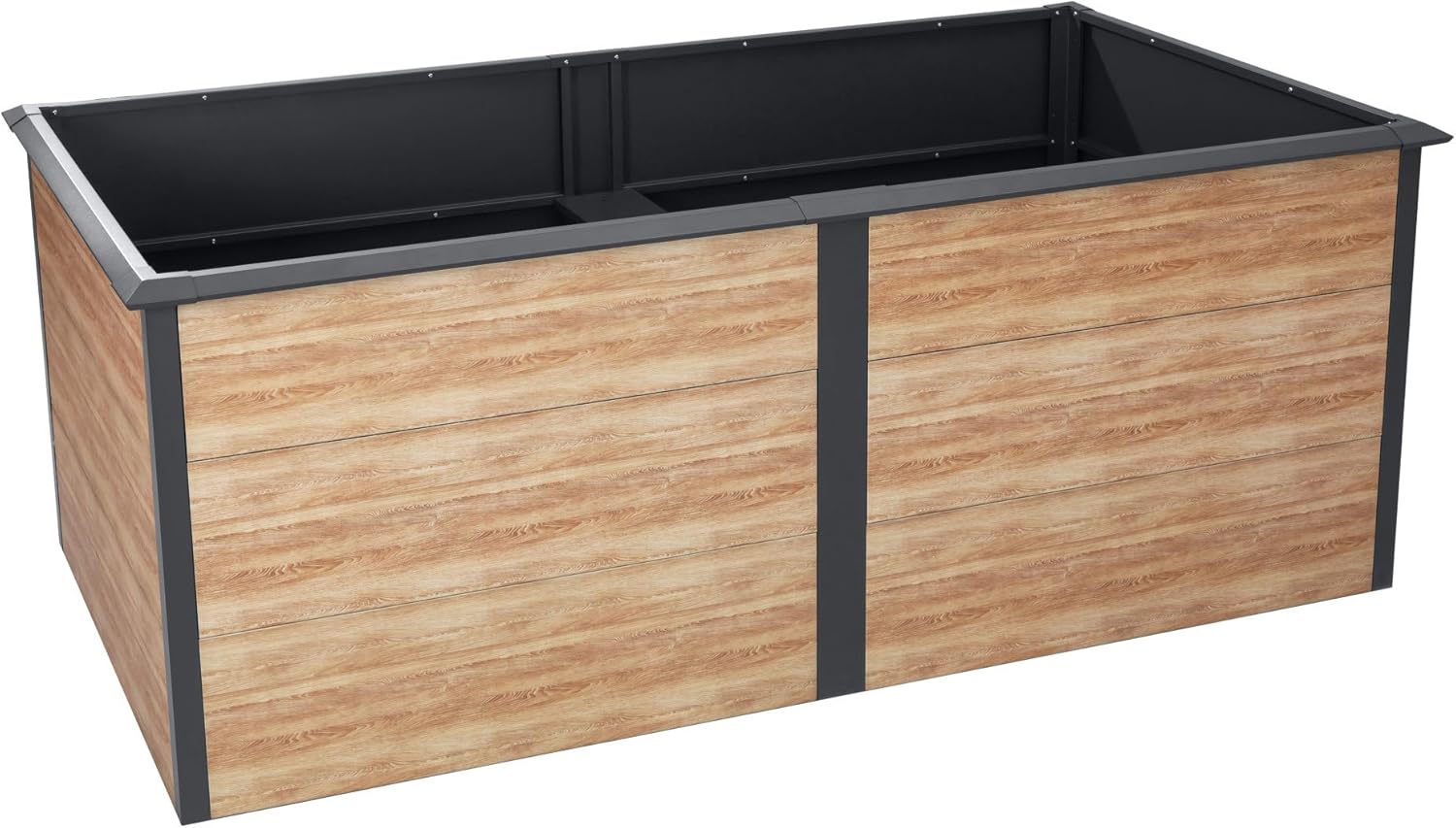Zelsius Hochbeet für Garten, Terrasse oder Balkon Anthrazit RAL 7016 | 200 x 100 x 77 cm, in Holzoptik | Gemüsebeet, Blumenbeet, Pflanzbeet, Pflanzkasten, Blumenkasten, Gartenbeet