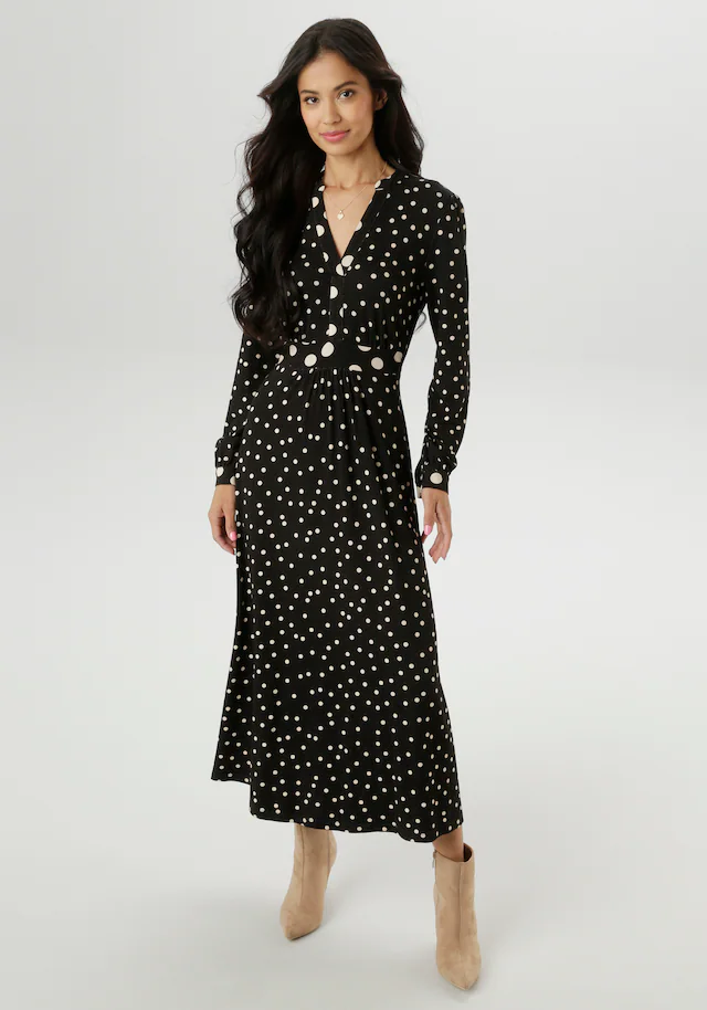 Aniston SELECTED Midikleid mit raffiniertem Tupfendruck - NEUE KOLLEKTION