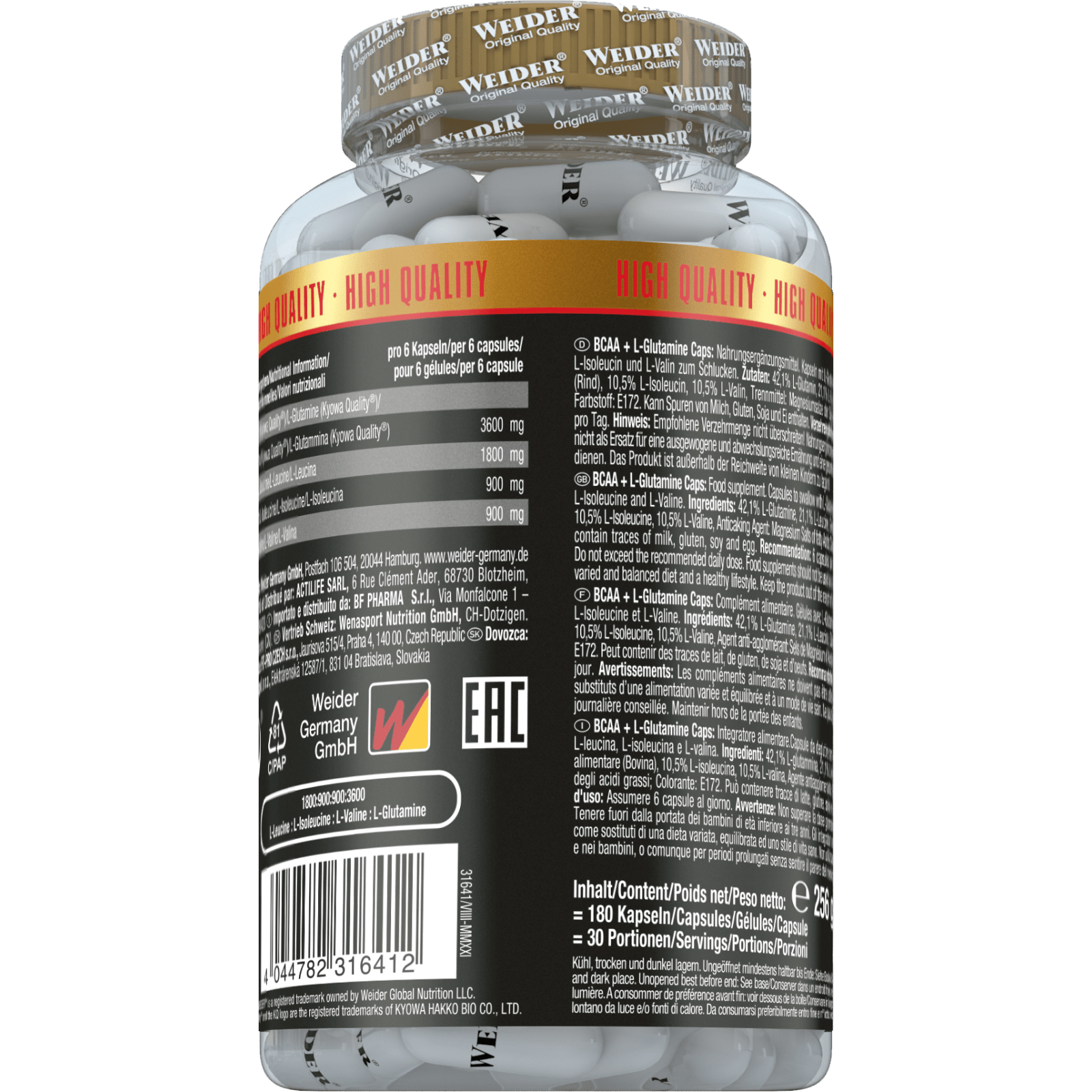 BCAA + L-Glutamine (180 Kapseln)