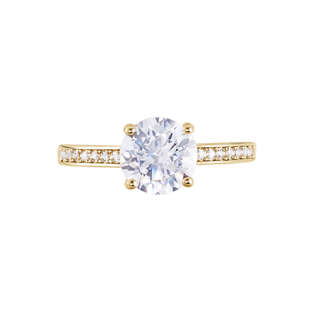 Bague Solitaire Zoura Plaqué Or Jaune Oxyde De Zirconium