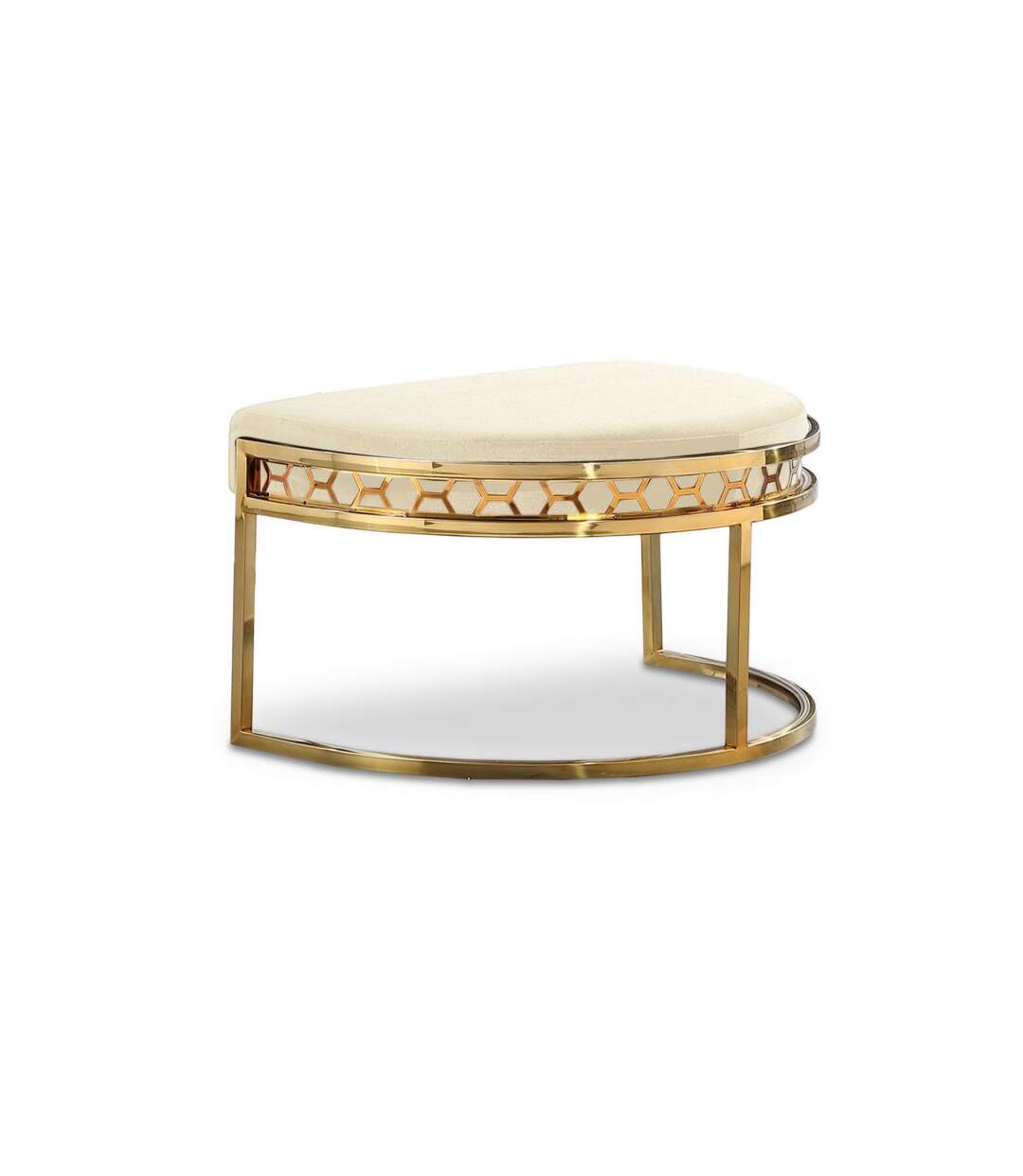 Paris Prix - Pouf Design En Velours honey 75cm Beige