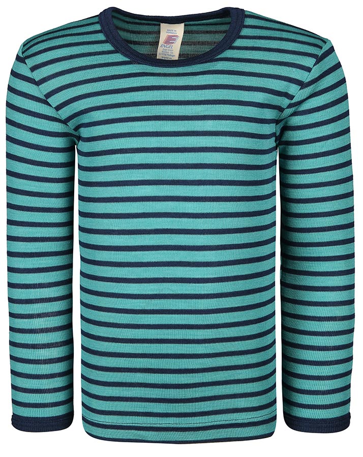 Langarm-Unterhemd STRIPES mit Seide in eisvogel/marine