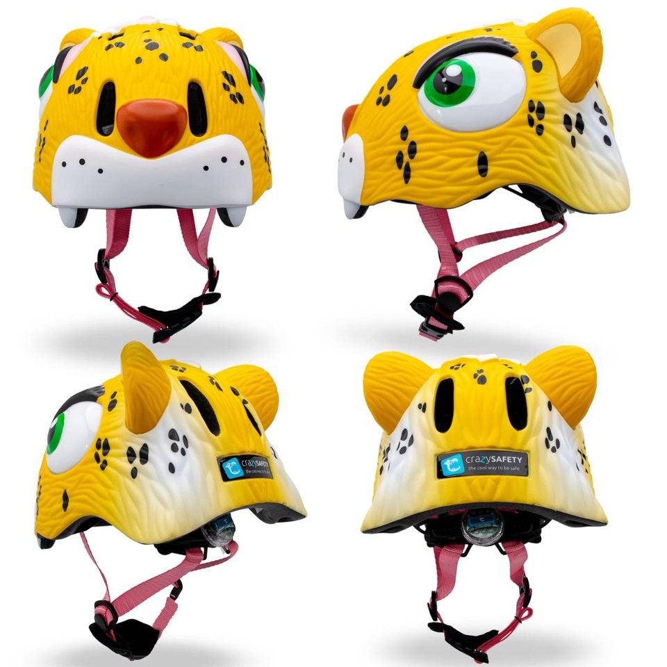 Crazy Safety - Cykelhjelm til børn - Gul leopard (49-55 cm)