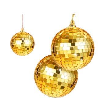 (25er Set) Mini Party Discokugel Aufhänger Spiegelkugel Tisch Deko - Gold