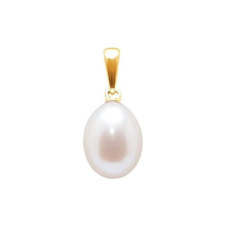 Pendentif Perle de Culture d'eau douce Blanche et Or Jaune 750/1000